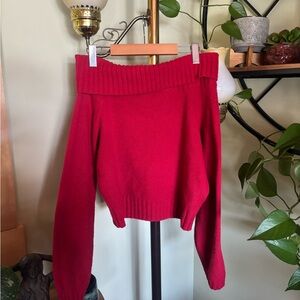 Hollister Comfy Cloud Off-Shoulder Red Women's Sweater